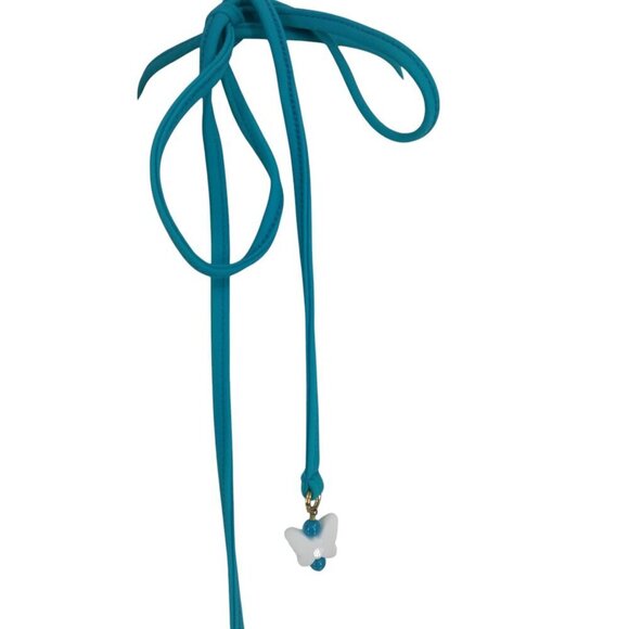 Milly Cabana Halter Bandeau Bikini Top Size 8 Padded Blue Silver Swimsuit - Picture 9 of 12